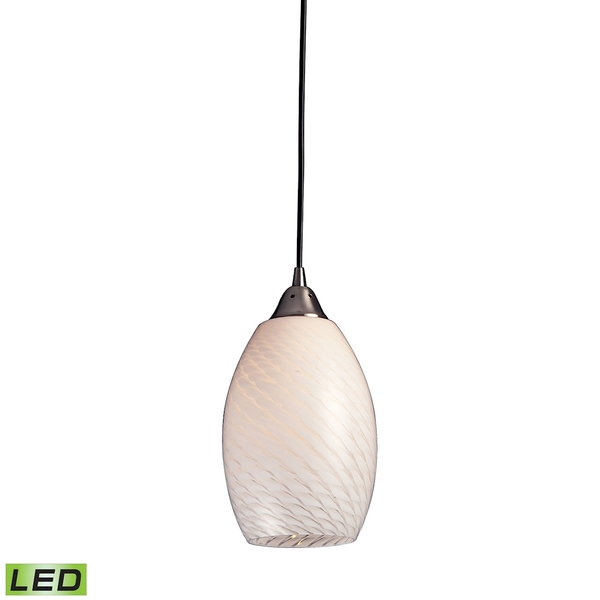Elk Lighting Mulinello 1-Lght Mini Pndnt SatNckl w/Wht Swirl Glass - Incl LED Bulb 517-1WS-LED